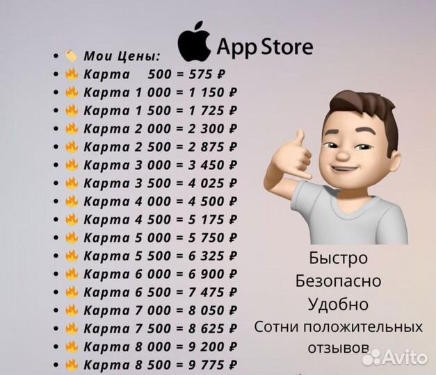 Пополнение Apple id/ Подарочная карта Apple