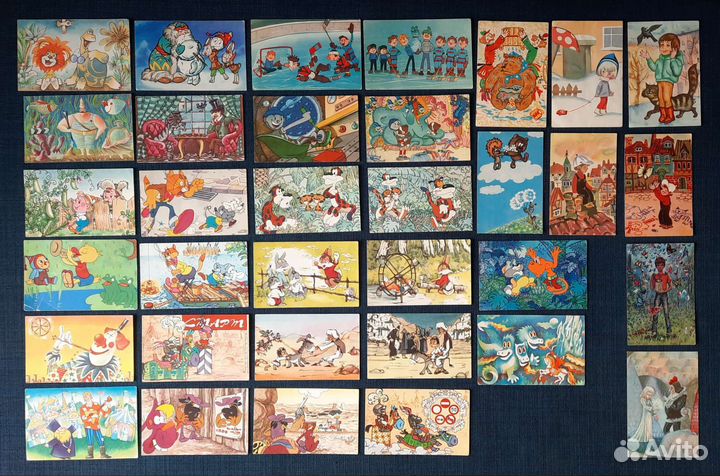 Наборы открыток СССР и одиночные по мультфильмам