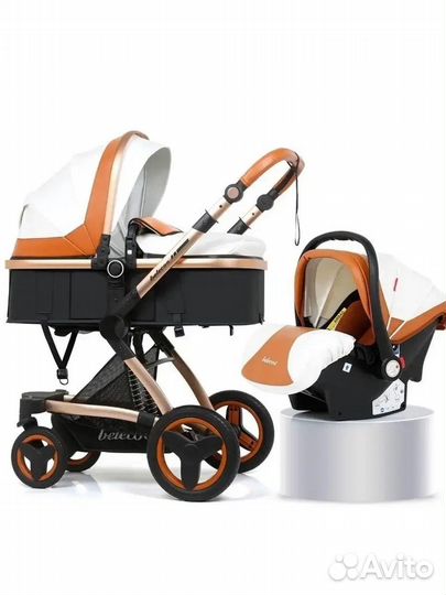 Новая коляска трансформер 3в1 эко кожа