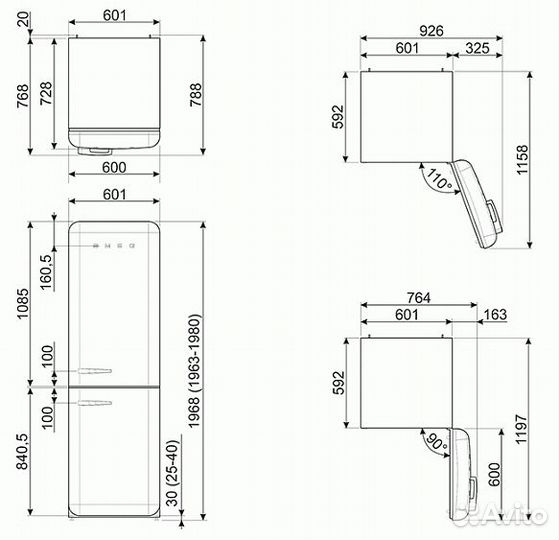 Холодильник smeg FAB32RPB3