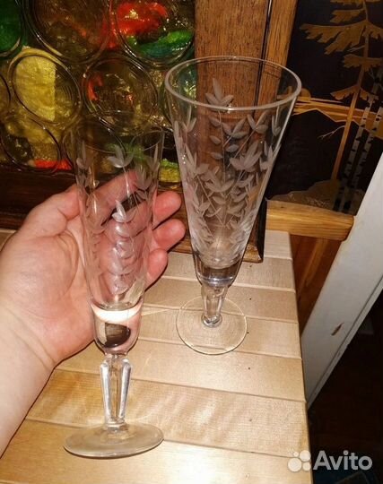 18,2-21,5см Высокие бокалы фужеры СССР хрустальные