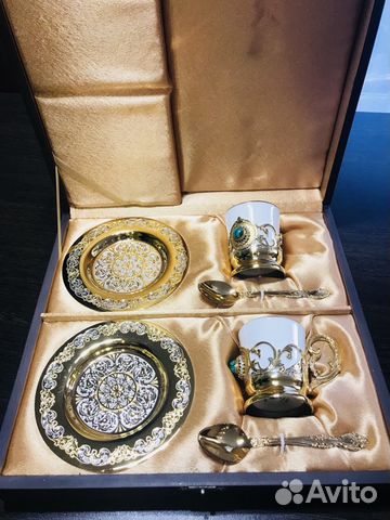 Златоуст кофейный набор с малахитом