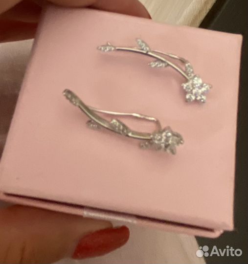 Серьги каффы серебро