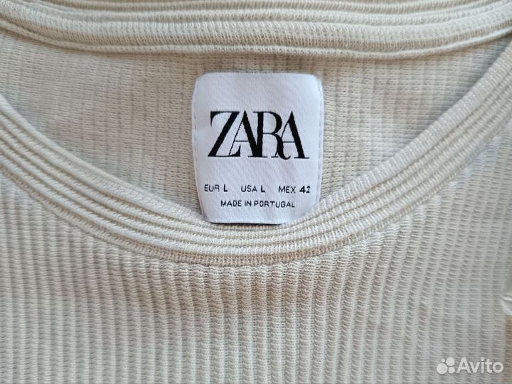 Футболка zara в рубчик удлинённая 42-44