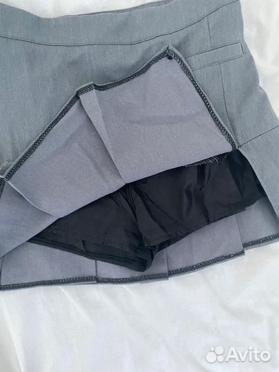 Мини юбка серая