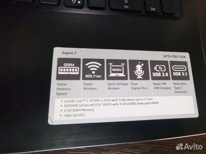 Ноутбук acer aspire 7 A715-72G