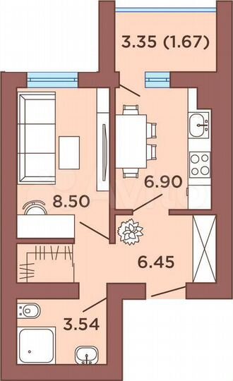 1-к. квартира, 29 м², 3/9 эт.