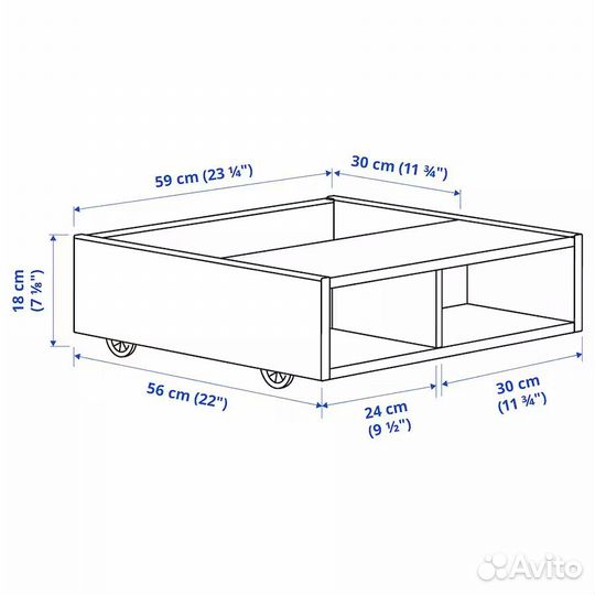 Фредванг Подкроватная выдвижная тумба икеа 59x56
