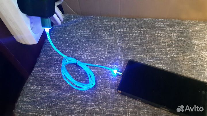 Магнитн кабель светящийся, кабель 3в1