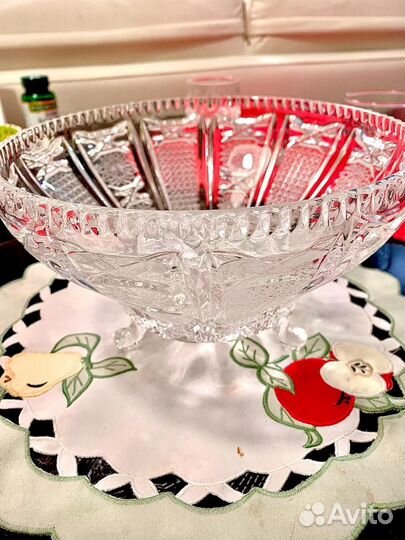 Большая Винтаж Богемия Хрусталь ваза/ салатник