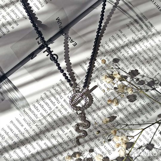 Колье с черным агатом