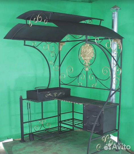 Мангал с печью под казан