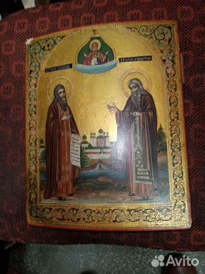 Икона святые Зосима и Савватий 19 век торг уместен