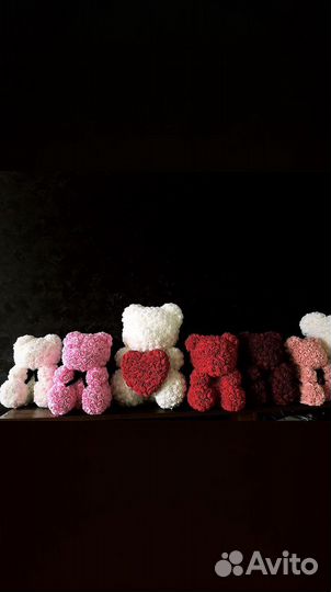 Новые мишки из роз 30 см уникальной формы