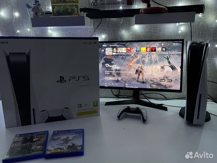Sony playstation 5 ps5 с дисководом +2 игры