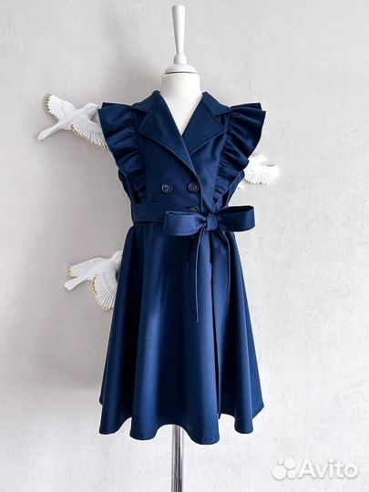 Сарафан школьный синий нарядный