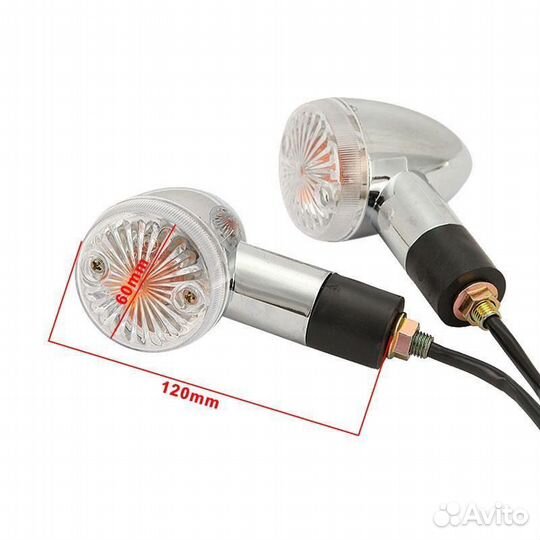 Поворотники для Honda (хром янтарь пуля)