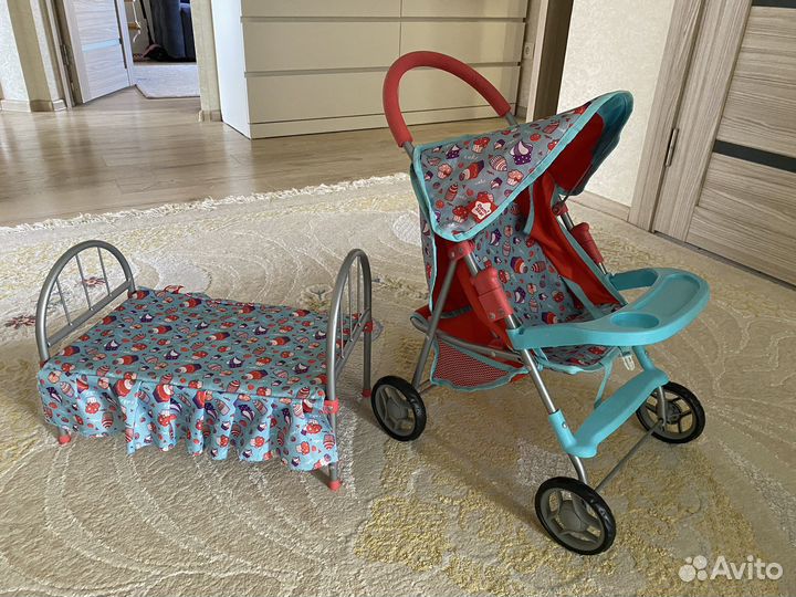 Набор коляска и кроватка кукольная