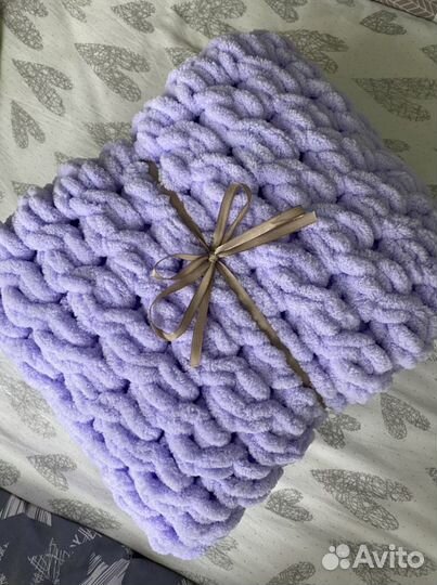 Плед детский вязаный, на выписку, детский конверт