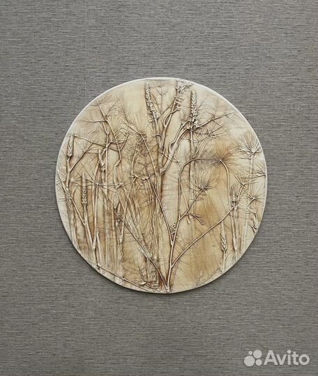 Гипсовое панно, ботанический барельеф