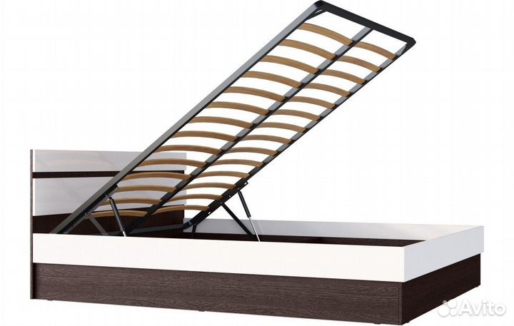 Ким Кровать с ПМ 140 Белый глянец, сонома