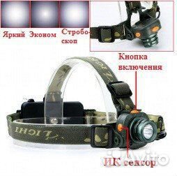 Налобный фонарь с датчиком движения
