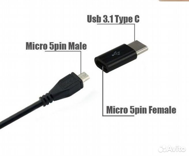 Переходник iPhone Микро USB to USB Микро tupe C