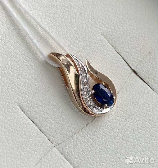 Подвеска золотая с сапфиром и бриллиантами