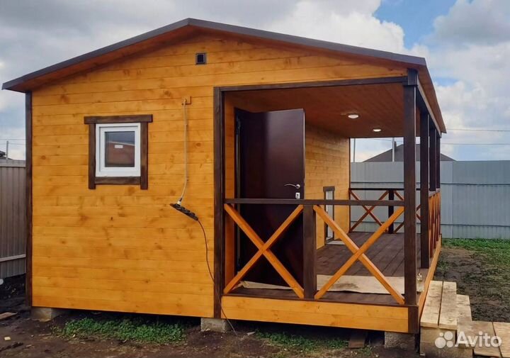 Баня каркасная с террасой под ключ 2,4 * 6