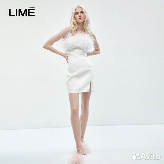 Платье lime с перьями