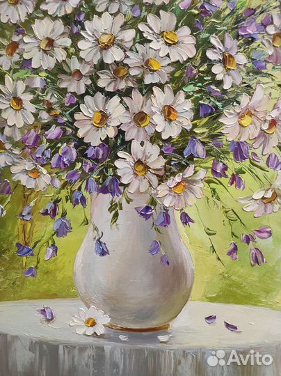 Картина маслом Букет с ромашками