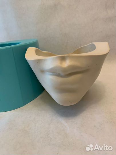 Силиконовая форма личико кашпо ваза гипс