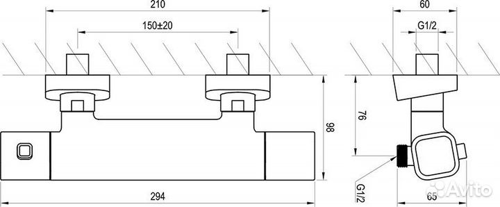 10 TD 033.00/150 Cмеситель для душа термостатическ