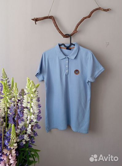 Футболка поло L хлопок голубая