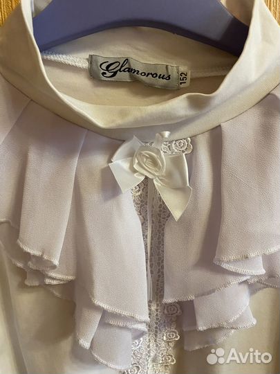 Блузка белая для девочек 152