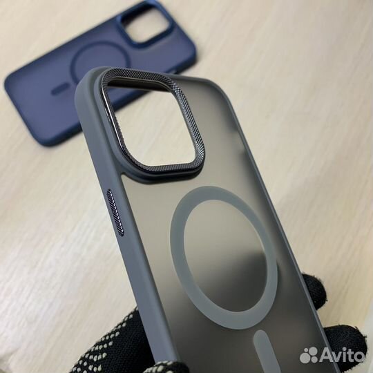 Чехол на iPhone 14 Pro Max MagSafe MetSafe серый