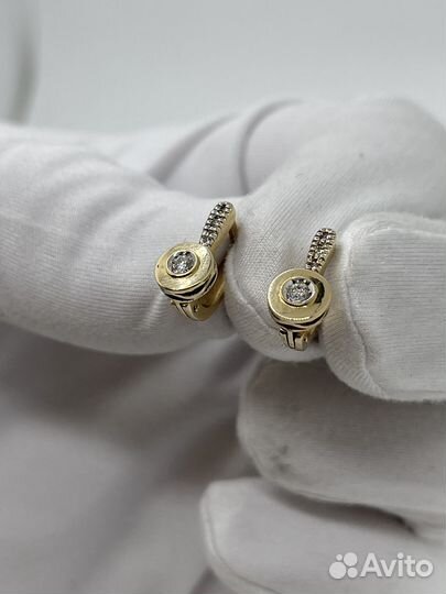 Золотые Серьги 585 пробы с бриллиантами. Рассрочка