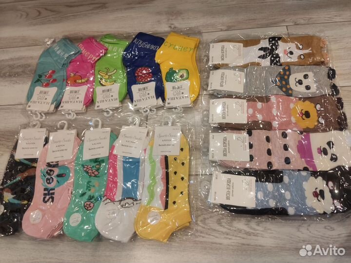 Носки женские с принтом штучно