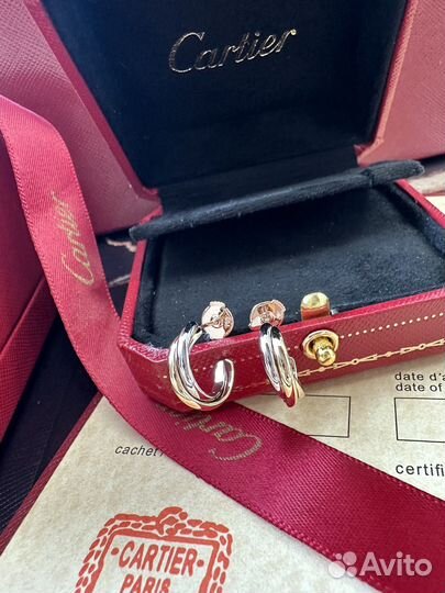 Cartier trinity серьги золото 750 пробы