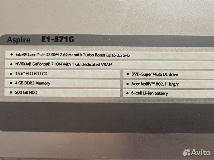 Материнская плата от Acer Aspire E1-571G