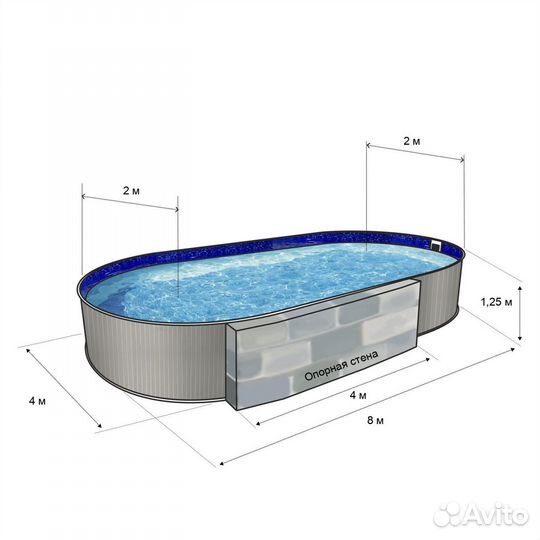 Каркасный бассейн Лагуна овальный