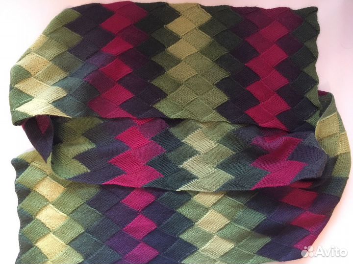 Новый вязаный шарф-палантин двусторонний энтрелак