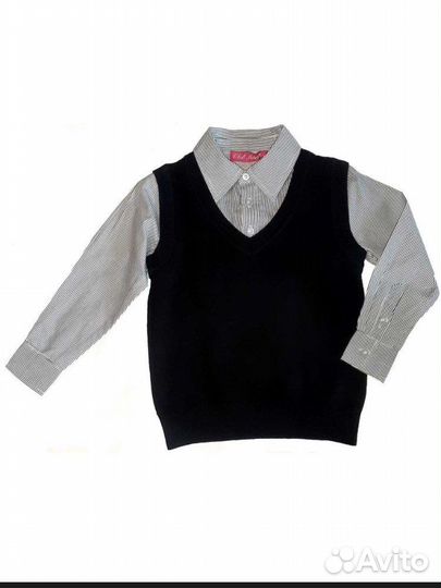 Рубашка - обманка с жилеткой для мальчика школьная