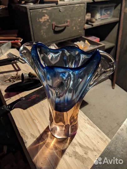 Ваза цветное стекло, чехия СССР винтаж