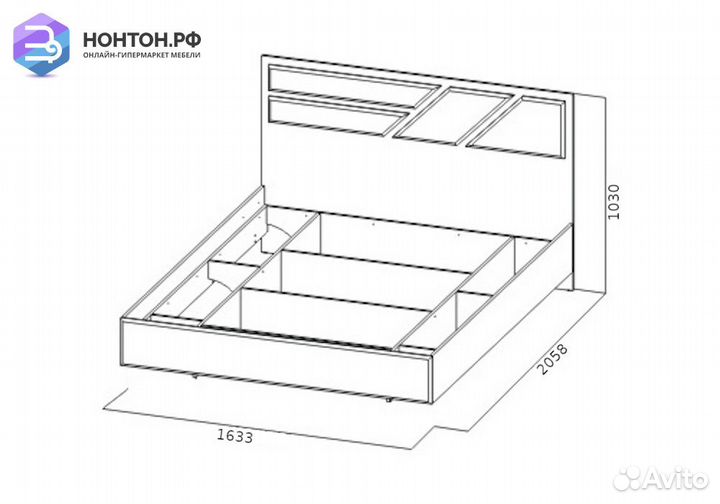 Кровать Лагуна-8 гикори темный / белый матовый