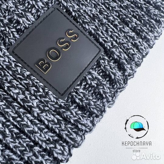Шапка Hugo Boss premium Зимняя серая