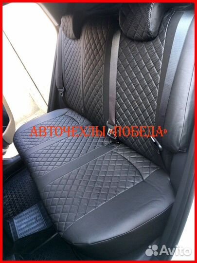 Чехлы Hyundai Santa-Fe 3 из экокожи чёрные Ромб