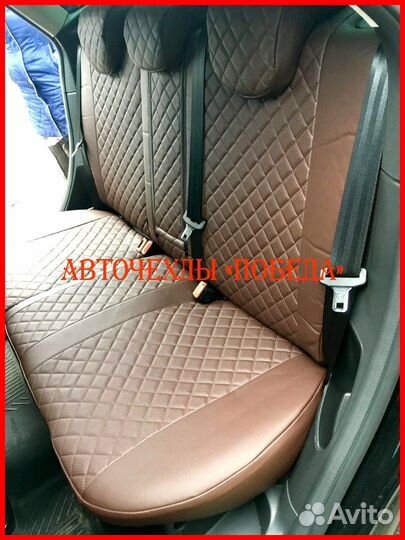 Чехлы Ford Focus 3 из экокожи коричневые Ромб