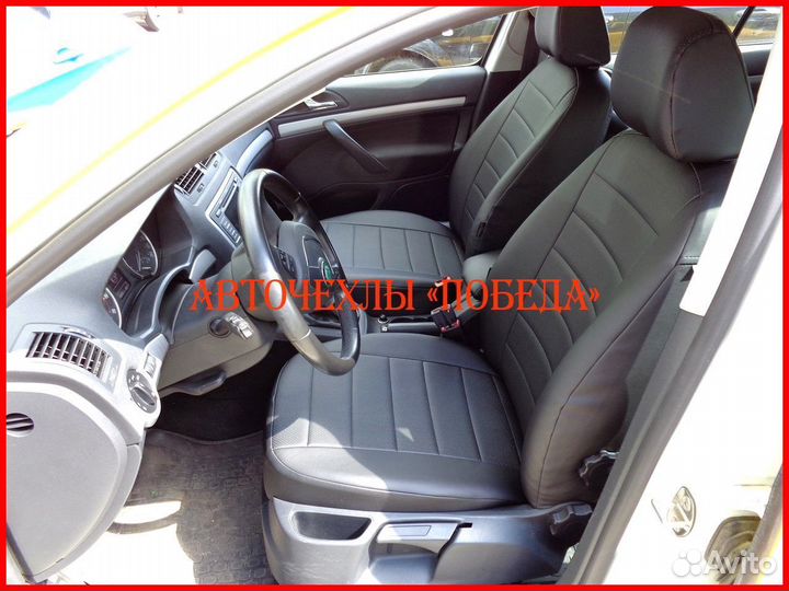 Чехлы Skoda Octavia A5 из экокожи чёрные Классика