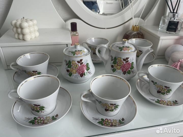 Сервиз чайный фарфор винтаж СССР пролетарий